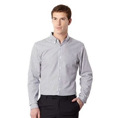 J by Jasper Conran Big and tall designer white striped long sleeved shirt